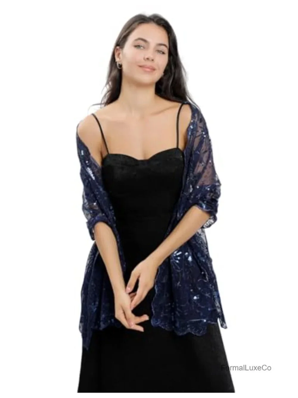 Sequined Sequin Pashmina Wrap Shawl for Bridal Evening Party Dress